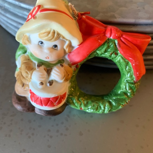Vintage, Jasco CHRISTMAS Porcelain holiday bell napkin ring holders, ornament. - Picture 13 of 15